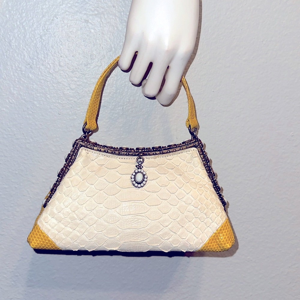 Clara Kasavina NYC vintage inspired snakeskin jeweled evening bag pochette